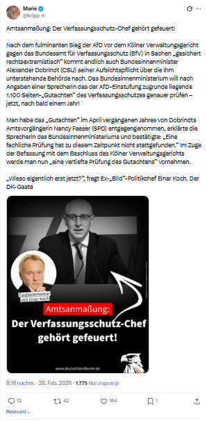 Marie kripp: Amtsanmaßung: Der Verfassungsschutz-Chef gehört gefeuert...