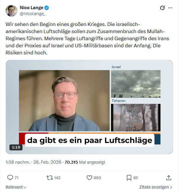 Nico Lange: Wir sehen den Beginn eines großen Krieges...