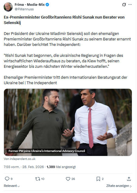 Friedrich Mannus: Ex-Premierminister Großbritanniens Rishi Sunak...