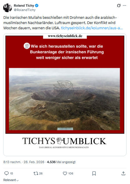 Roland Tichy: Die iranischen Mullahs beschießen mit Drohnen...
