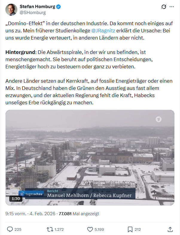 Stefan Homburg: „Domino-Effekt” in der deutschen Industrie...