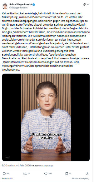 Sahra Wagenknecht: Keine Straftat, keine Anklage, kein Urteil...