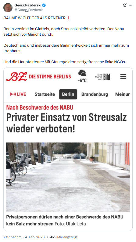 Georg Pazderski: BÄUME WICHTIGER ALS RENTNER...