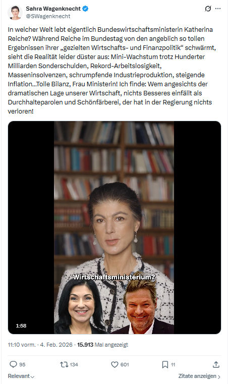 Sahra Wagenknecht: In welcher Welt lebt eigentlich Bundeswirtschaftsministerin...