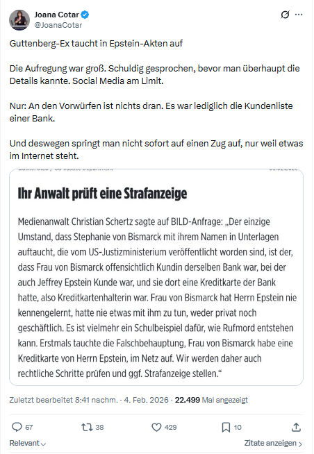 Joana Cotar: Guttenberg-Ex taucht in Epstein-Akten auf...