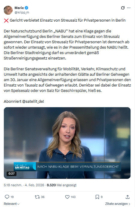 Marie kripp: Gericht verbietet Einsatz von Streusalz...