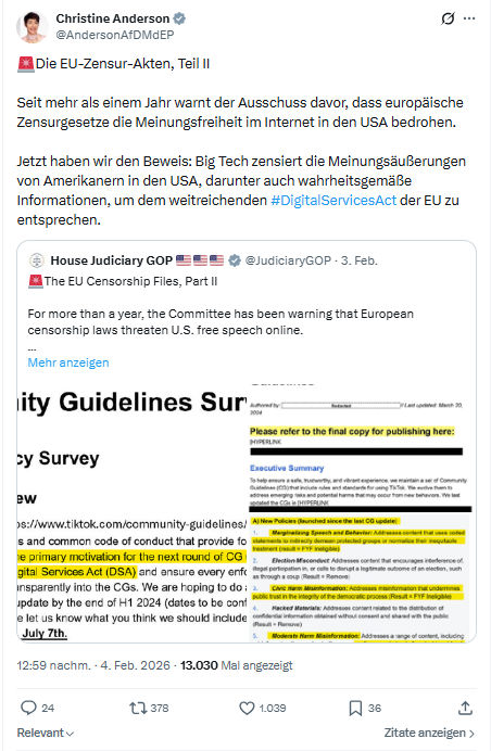 Christine Anderson: Die EU-Zensur-Akten, Teil II...