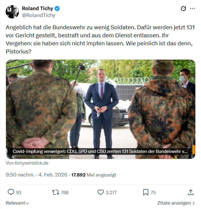 Roland Tichy: Angeblich hat die Bundeswehr zu wenig Soldaten...