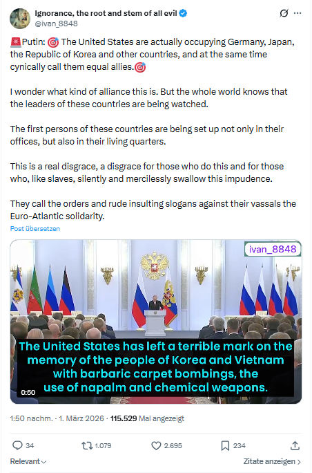 ivan Ignorance: Putin: The United States are actually occupying Germany...