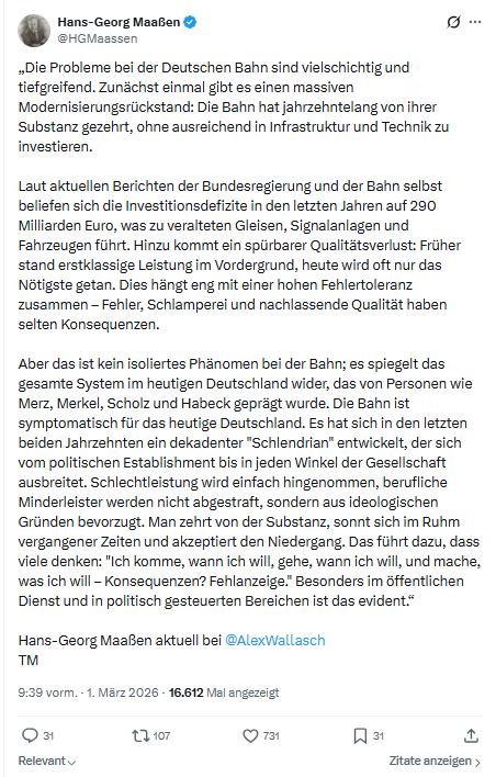 Hans-Georg Maaßen: Die Probleme bei der Deutschen Bahn...