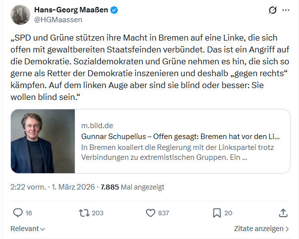 Hans-Georg Maaßen: SPD und Grüne stützen ihre Macht...