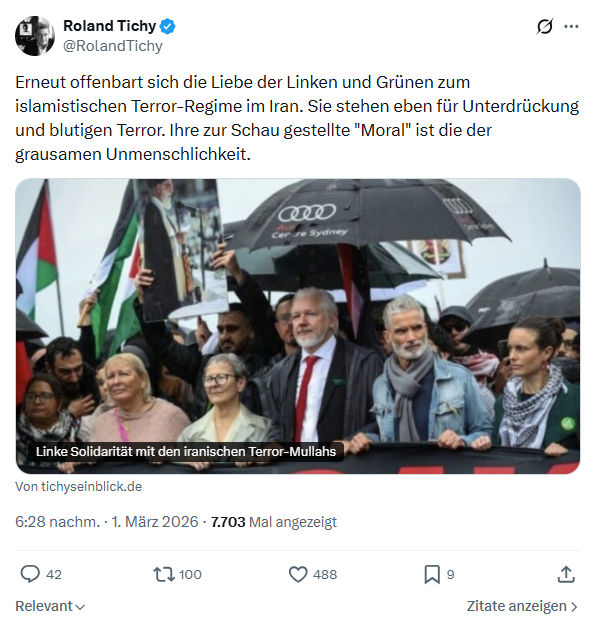 Roland Tichy: Erneut offenbart sich die Liebe der Linken...