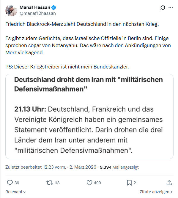 Manaf Hassan: Friedrich Blackrock-Merz zieht Deutschland...