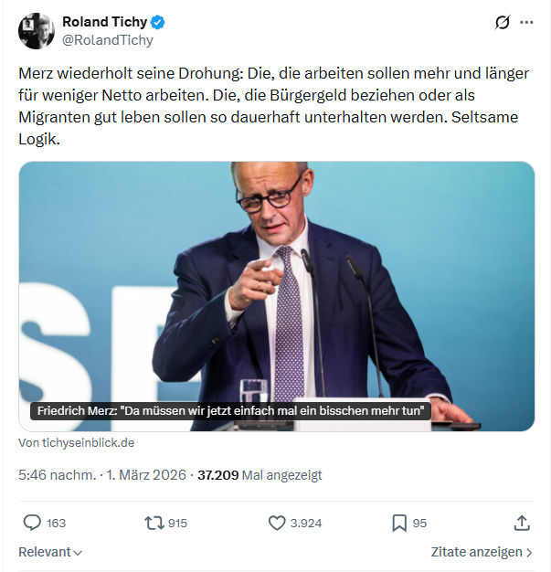 Roland Tichy: Merz wiederholt seine Drohung...