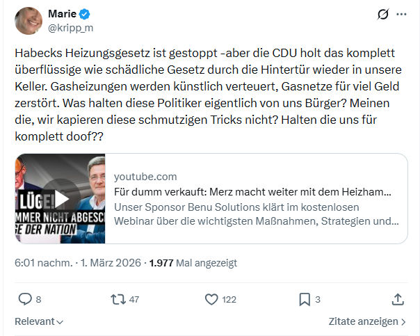 Marie kripp: Habecks Heizungsgesetz ist gestoppt...