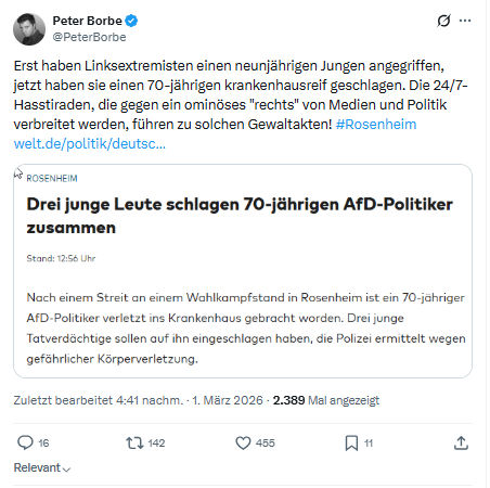 Peter Borbe: Erst haben Linksextremisten einen neunjährigen Jungen angegriffen...