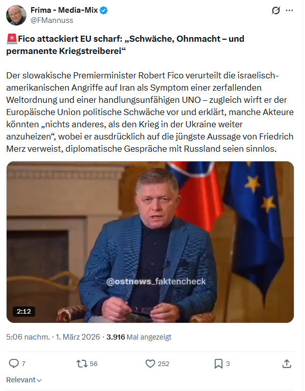 Friedrich Mannus: Fico attackiert EU scharf...