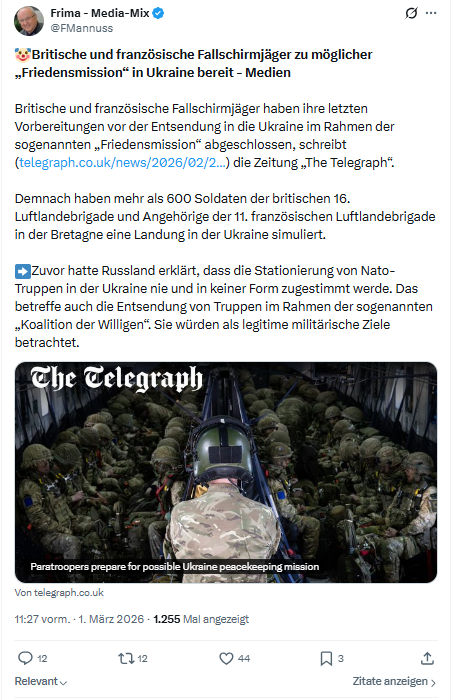 Friedrich Mannus: Britische und französische Fallschirmjäger zu möglicher...