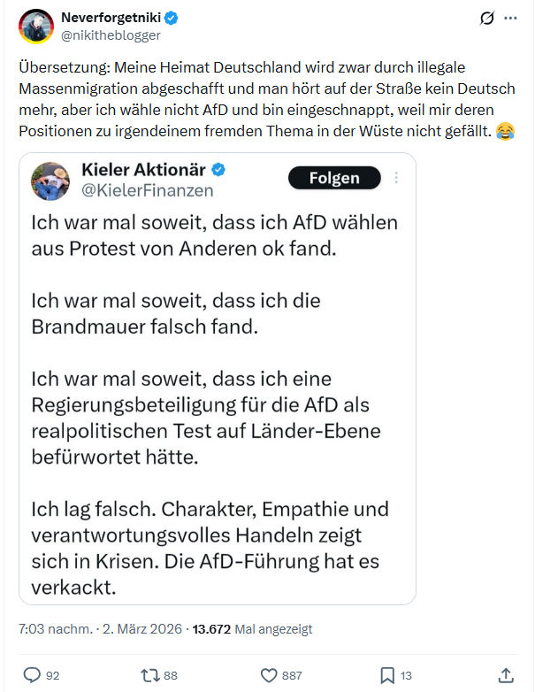 Neverforgetniki: Übersetzung: Meine Heimat Deutschland wird zwar durch...