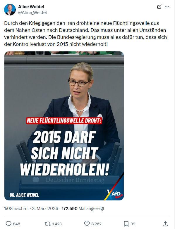 Alice Weidel: Durch den Krieg gegen den Iran droht eine neue...