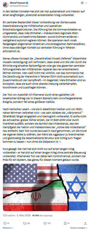 Manaf Hassan: In den letzten Monaten hat sich der Iran...