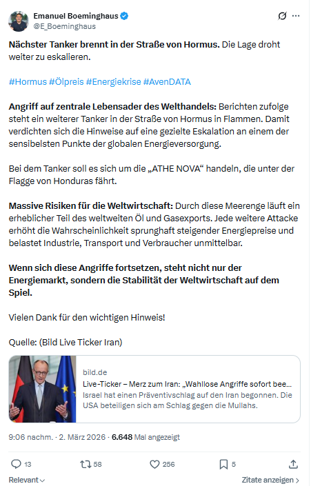 Emanuel Boeminghaus: Nächster Tanker brennt in der Straße...