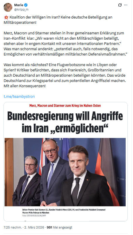 Marie kripp: Koalition der Willigen im Iran...