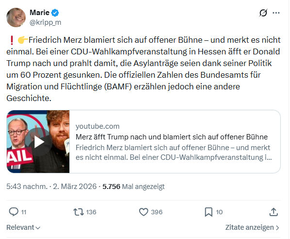 Marie kripp: Friedrich Merz blamiert sich auf offener Bühne...