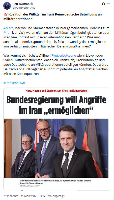Petr Bystron: Koalition der Willigen im Iran...