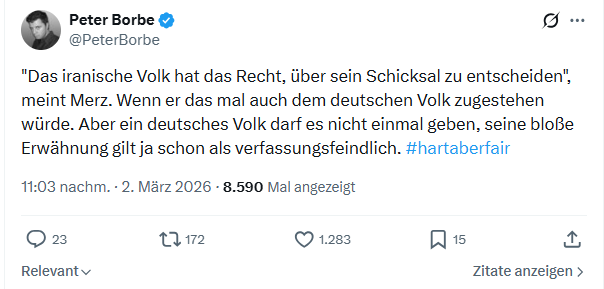 Peter Borbe: "Das iranische Volk hat das Recht, über sein Schicksal zu entscheiden"...