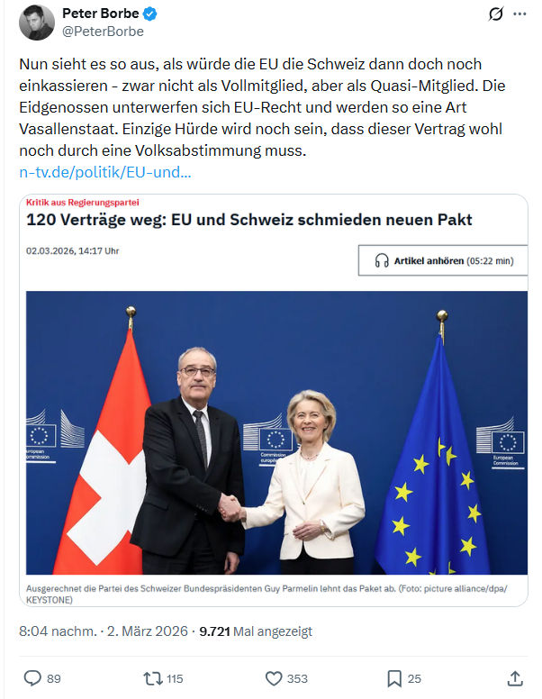Peter Borbe: Nun sieht es so aus, als würde die EU...