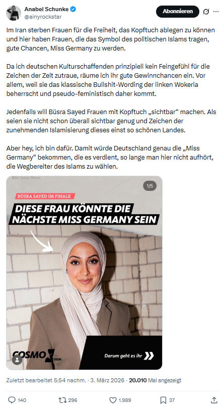 Anabel Schunke: Im Iran sterben Frauen für die Freiheit...