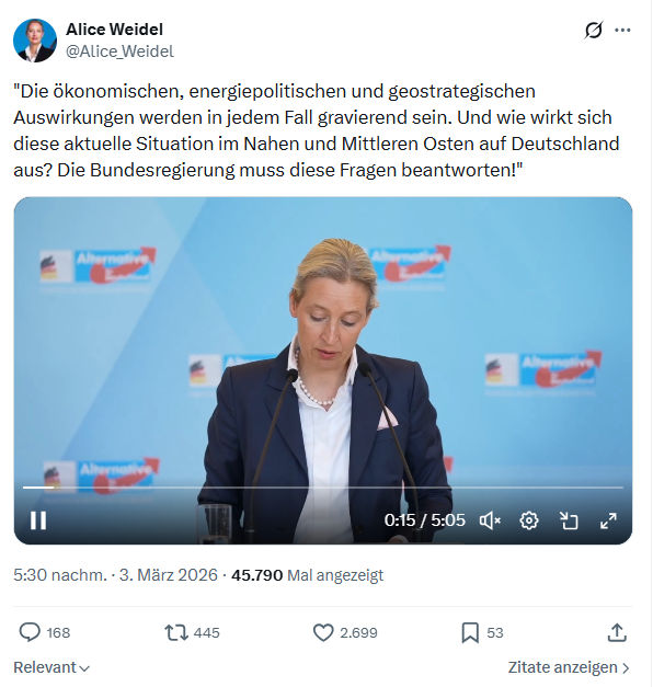 Alice Weidel: Die ökonomischen, energiepolitischen und geostrategischen Auswirkungen...