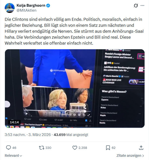 Kolja Barghoorn: Die Clintons sind einfach völlig...