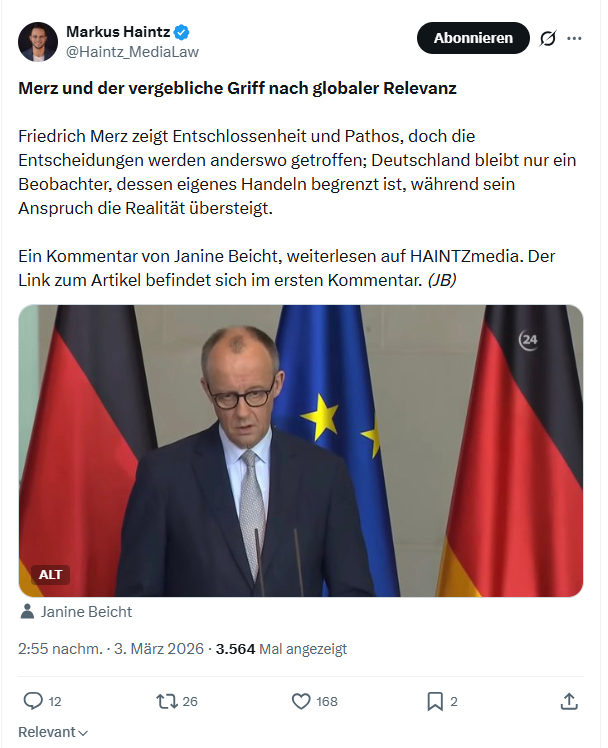 Markus Haintz: Merz und der vergebliche Griff...