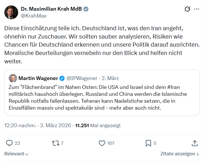 Maximilian Krah: Diese Einschätzung teile ich...