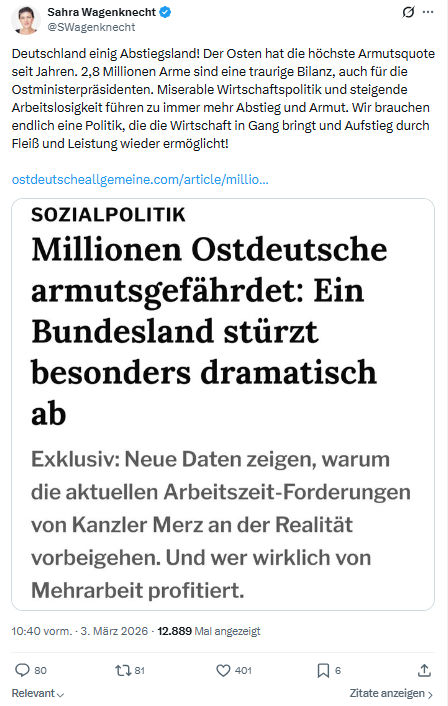 Sahra Wagenknecht: Deutschland einig Abstiegsland...