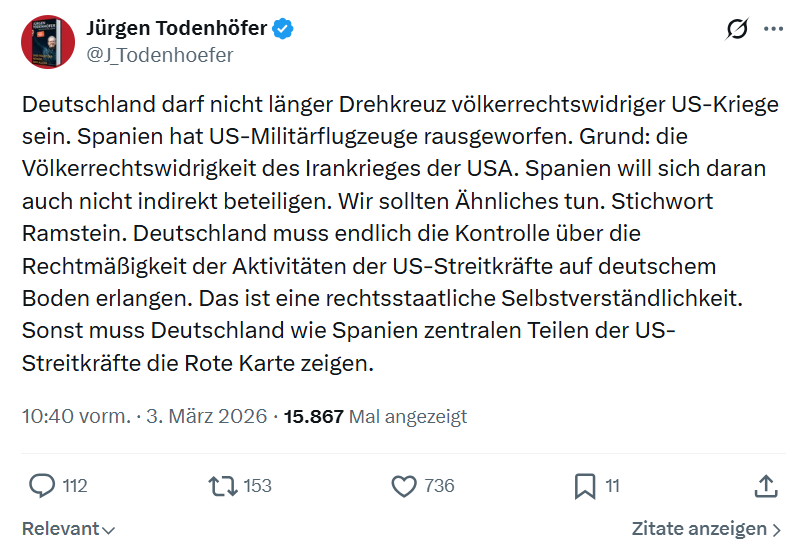 Jürgen Todenhöfer: Deutschland darf nicht länger...