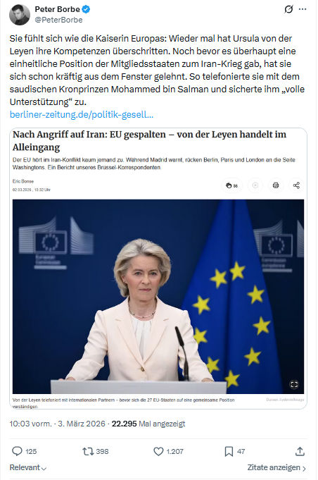 Peter Borbe: Sie fühlt sich wie die Kaiserin Europas...