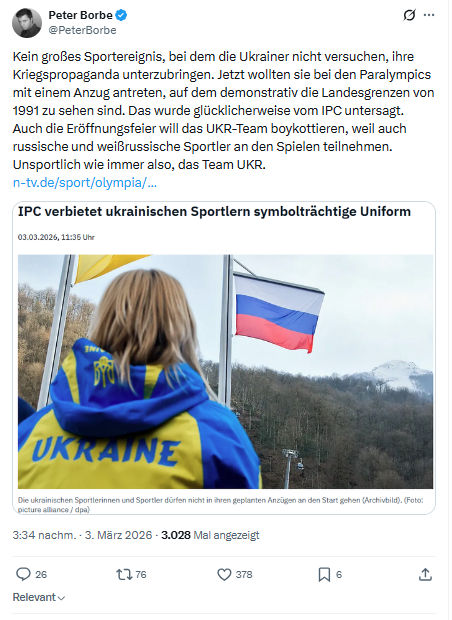 Peter Borbe: Kein großes Sportereignis, bei dem die Ukrainer...