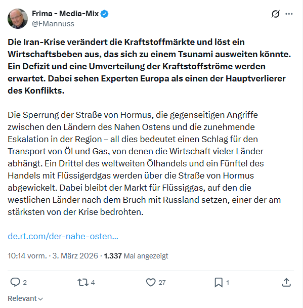 Friedrich Mannus: Die Iran-Krise verändert die Kraftstoffmärkte...