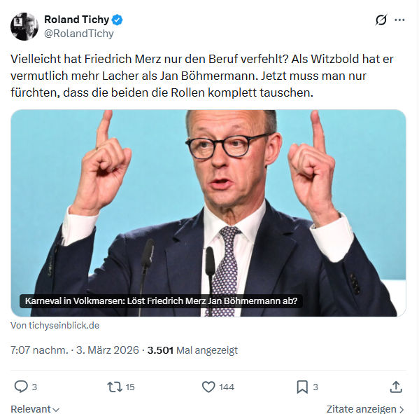 Roland Tichy: Vielleicht hat Friedrich Merz nur den Beruf verfehlt...