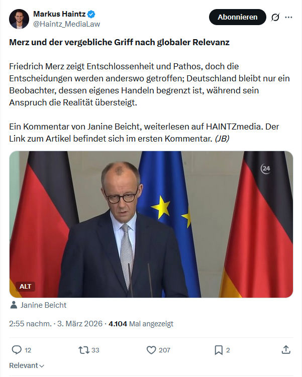 Markus Haintz: Merz und der vergebliche Griff...
