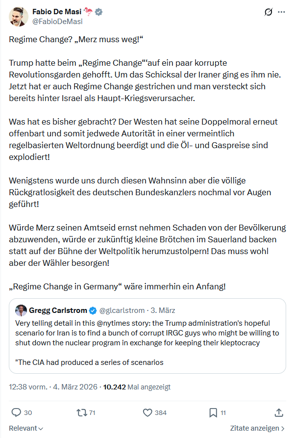 Fabio De Masi: Regime Change? „Merz muss weg!“...