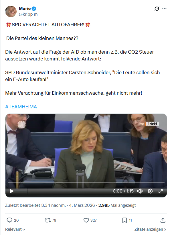 Marie kripp: SPD VERACHTET AUTOFAHRER...