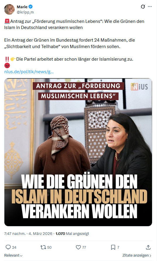 Marie kripp: Antrag zur „Förderung muslimischen Lebens“...