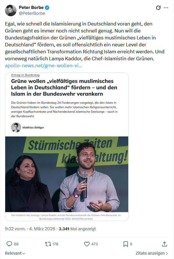 Peter Borbe: Egal, wie schnell die Islamisierung in Deutschland...