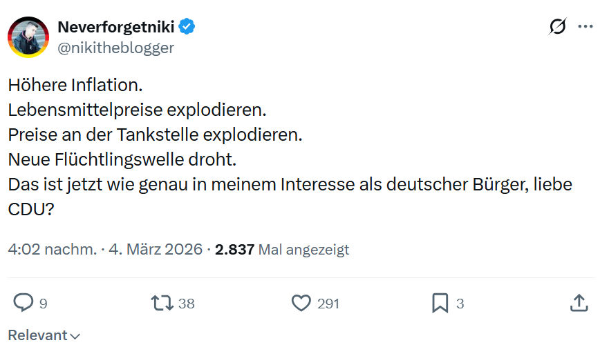 Neverforgetniki: Höhere Inflation...