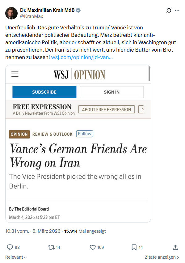 Maximilian Krah: Unerfreulich. Das gute Verhältnis zu Trump...