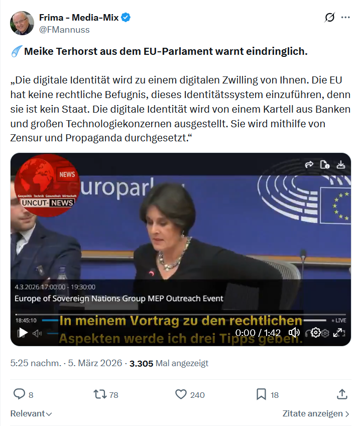 Friedrich Mannus: Meike Terhorst aus dem EU-Parlament warnt eindringlich...